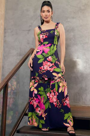 Vestido Longo De Alca Com Detalhe De Rolute