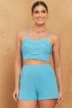 Conjunto De Top Com Pregas E Short Azul 38