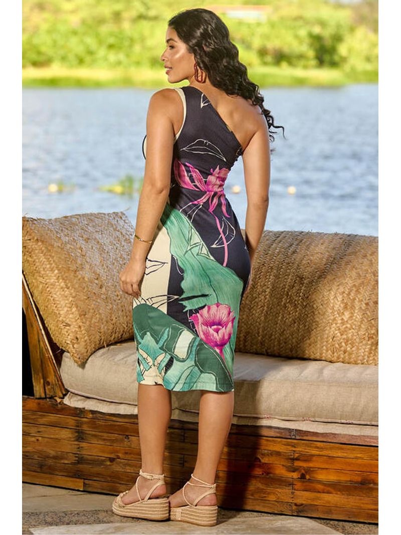 Vestido-Midi-Canelada-Com-Ombro-Unico-Estampado-M
