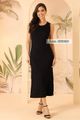 Vestido Midi Canelado Preto P