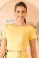 Blusa Estruturada Com Trabalho Vieses Amarelo 38