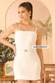 Vestido  Curto Alca Trabalhada E Detalhe Off White 38