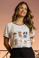 Blusa Baby Look Manga Com Vivo Estampado 38