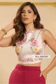 Blusa Cropped Com Floral Localizado Rosa 36