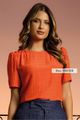 Blusa Com Franzidos Laranja 38