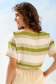 Blusa Baby Look Com Dobroes Em Segunda Cor Verde 36