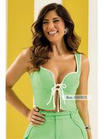 Blusa Regata Com Amarracao Dupla Verde 46