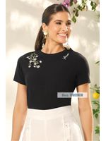 Blusa-Tshirt-Preta-Flower-Preto-P