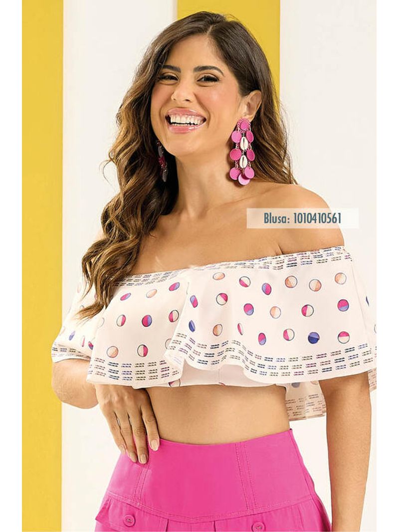 Blusa Top Ombro A Ombro Estampado 42