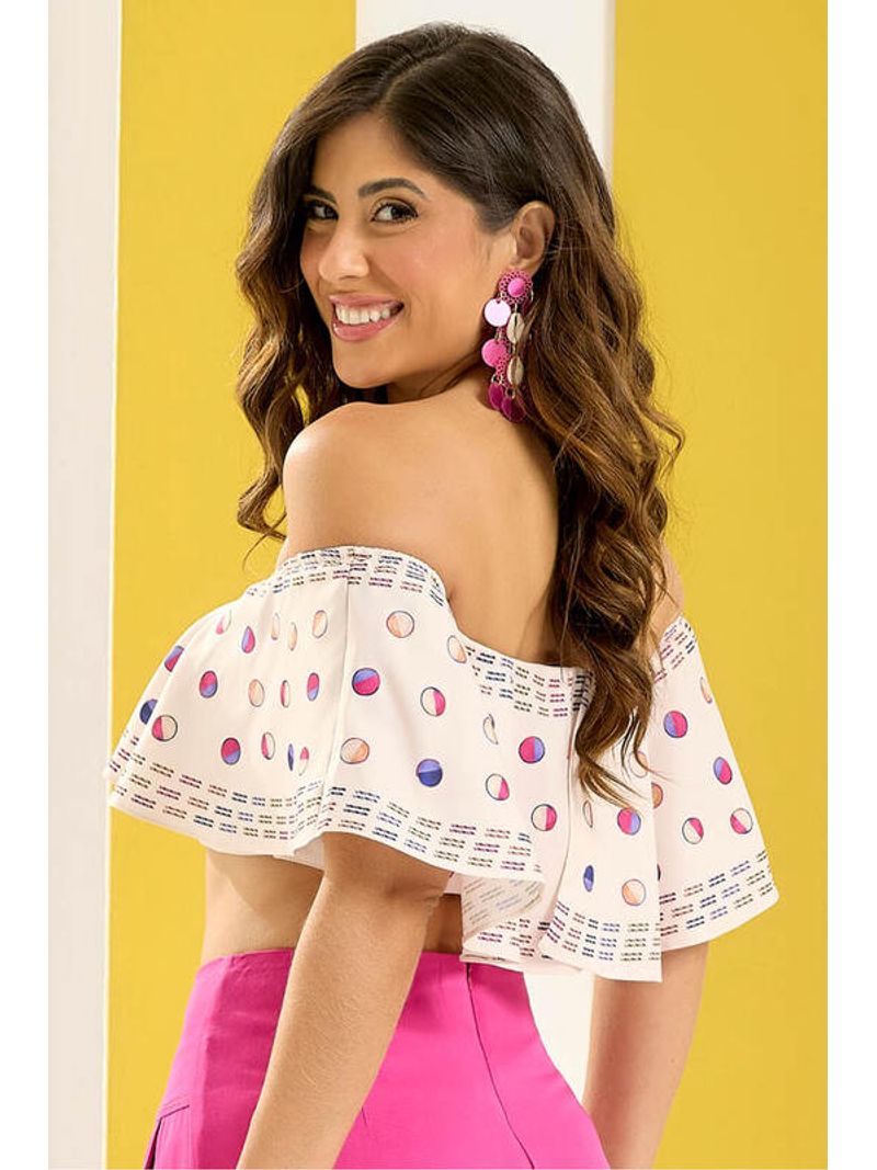 Blusa Top Ombro A Ombro Estampado 42