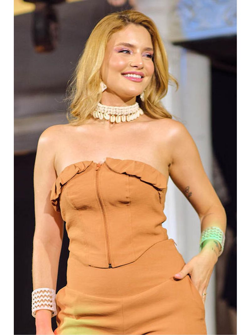 Blusa Corselet Com Babado Balone Marrom 36