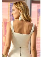 Blusa Top Decote Arredondado Off White 38