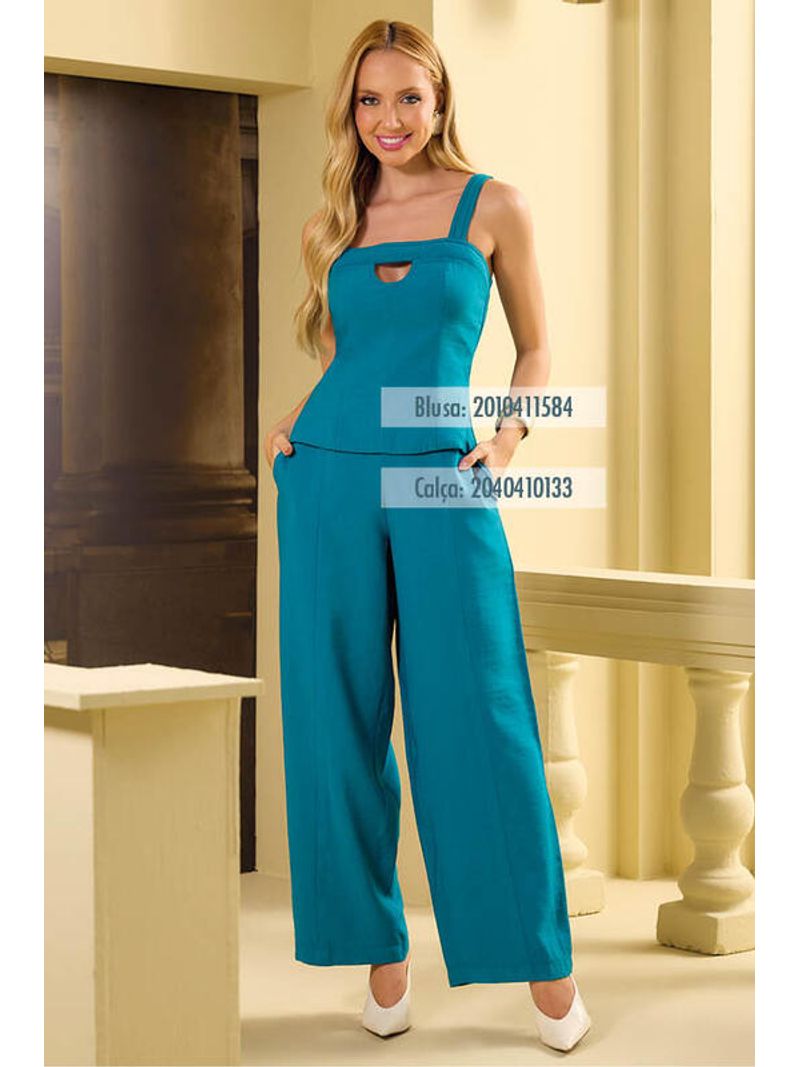 Calca Semi Pantalona Com Pochete Marinho 42