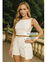 Short Com Bolso Laterais Cargo Bege 38