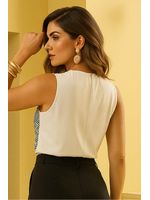 Blusa Regata Com Botoes Estampado 46