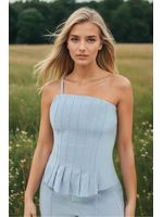 Blusa Top Com Pregas Azul 46