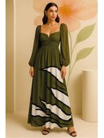 Vestido-Longo-Com-Mangas-E-Busto-Drapeado-Estampado-P