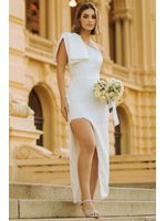 Vestido Noiva Assimetrico Off White 44