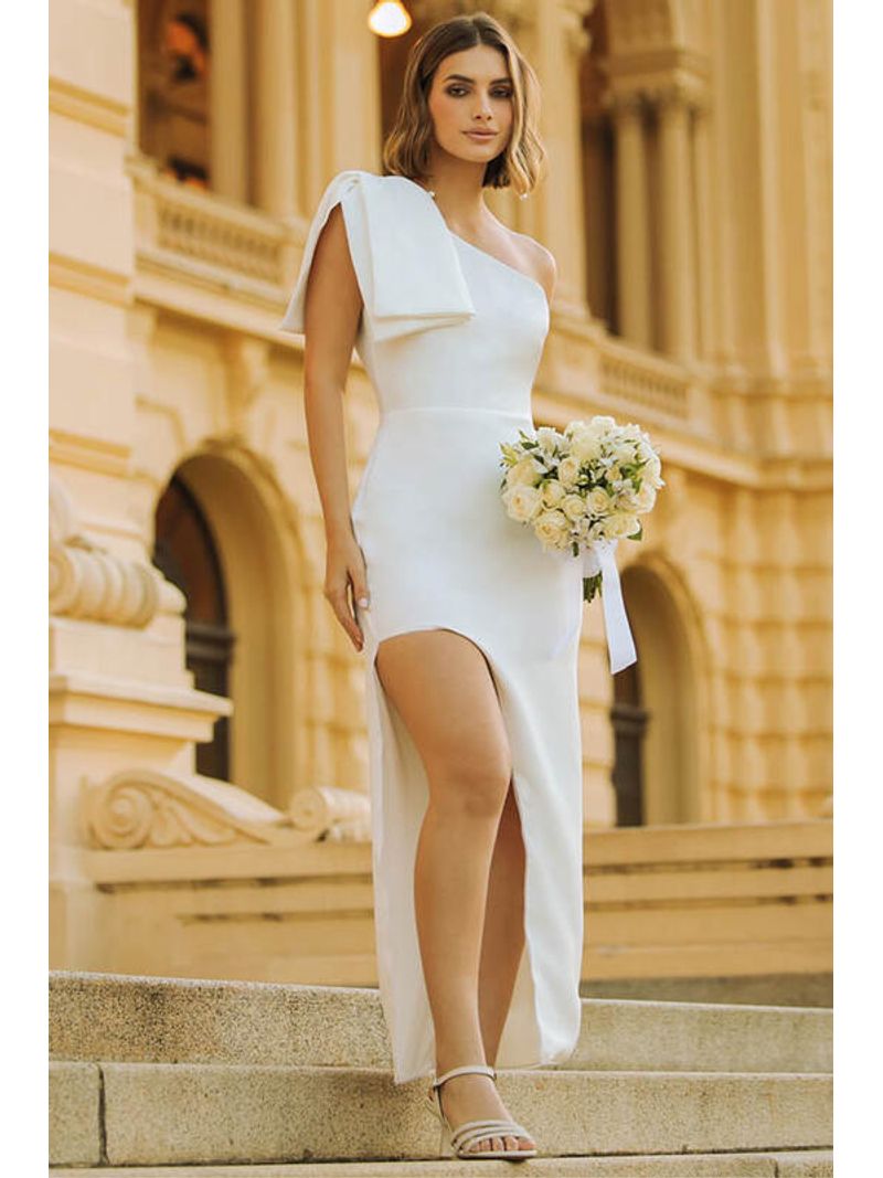 Vestido Noiva Assimetrico Off White 44