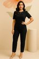 Conjunto Blusa Com Decote Recortado E Calca Preto 38