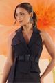 Blusa Colete Com Cinto Preto 38