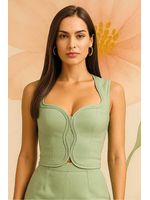 Blusa Com Detalhe Organico De Vieses Aplicados Verde 46