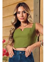 Blusa  Semi Cropped Com Aplique Circular Verde 36