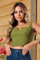 Blusa  Semi Cropped Com Aplique Circular Verde 36