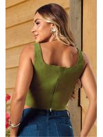 Blusa  Semi Cropped Com Aplique Circular Verde 36