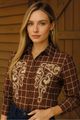 Blusa Camisa  Ajustada Com Mangas Longas Preto 38