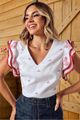Blusa Bata Com Babados Nas Mangas Vermelho 36