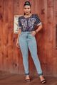 Calca Skinny Com Barra Desfeita Azul 38
