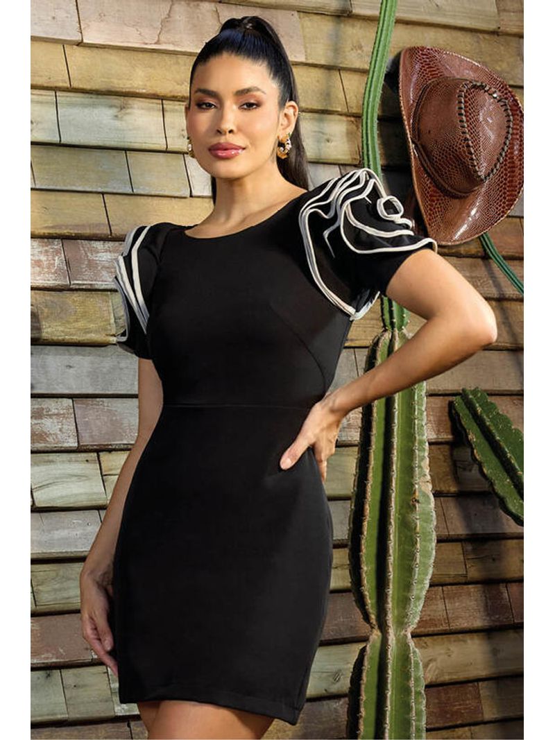 Vestido Manga Flor Off White 42