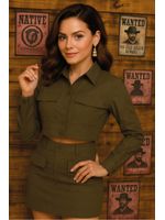 Conjunto Cropped E Saia Ultilitario Marrom 42