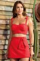 Short Saia Curto Com Aplicacoes Vermelho 38