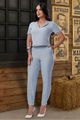 Conjunto De Blusa E Calca Com Detalhe Vies Azul 38