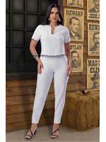 Conjunto De Blusa E Calca Com Detalhe Vies Branco 44