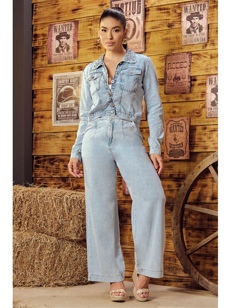 Calca Wide Leg Sem Cos Com Detalhe De Recorte Azul 42