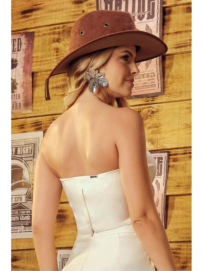 Blusa Corselet Com Strass Off White 46