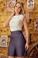 Short Jord Com Detalhe De Dobroes Azul 38