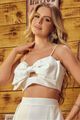 Blusa Top Laco Aplicado Off White 38