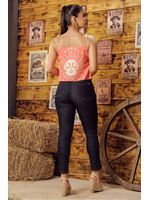 Calca Cigarrete Pespontos Azul 42