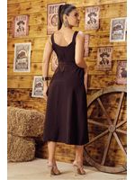 Vestido Midi Com Cinto Faixa Preto 42