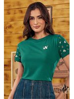 Blusa-Tshirt-Verde-Com-Bordado-Floral-Nas-Mang-Verde-P