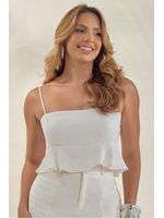 Blusa  Com Alca Fina E Babados Off White 46