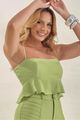 Blusa  Com Alca Fina E Babados Verde 38