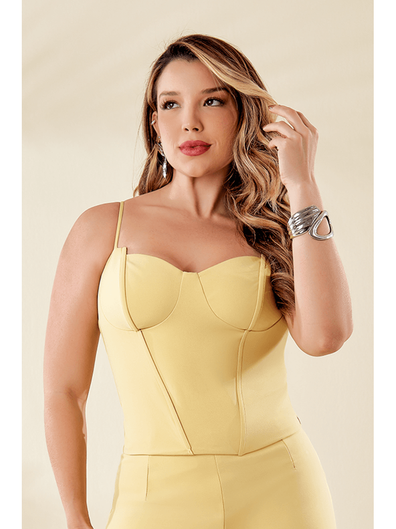 Blusa Estruturado Aspas E Busto Diferenciados Amarelo 44