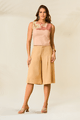 Short Flare Com Pregas Bege 38