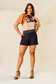 Conjunto Com Blusa E Short Com Pesponto No Cos Preto 36