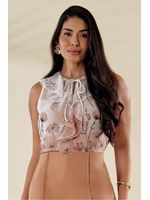 Blusa Com Jabour No Decote Estampado 46